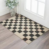 2' X 3' Black And Ivory Checkered Area Rug