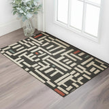 2' X 3' Black And Ivory Abstract Area Rug