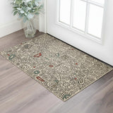 2' X 3' Beige And Black Abstract Area Rug