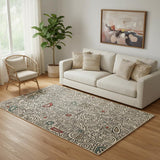 5' X 7' Beige And Black Abstract Area Rug