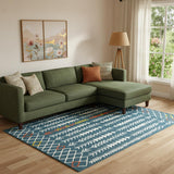8' X 10' Blue And Ivory Geometric Area Rug