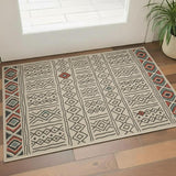 2' X 3' Beige And Black Geometric Area Rug
