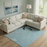 8' X 9' Aqua And Blue Coral Area Rug