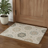 2' X 3' Light Blue And Blue Wool Floral Hand Tufted Distressed Area Rug