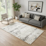 5' X 7' Gray And Slate Gray Abstract Distressed Area Rug