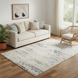5' X 7' Blue And Sky Blue Tribal Distressed Washable Area Rug