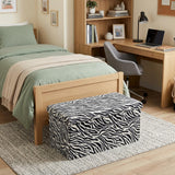 30" Black And White Faux Fur Zebra Ottoman