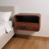 18" Brown Solid Wood One Drawer Floating Nightstand