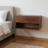 22" Brown Solid Wood One Drawer Floating Nightstand
