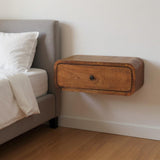 18" Chestnut Solid Wood Distressed One Drawer Floating Nightstand