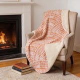 50" X 70" Peach And Ivory Microfiber Abstract Plush Throw Blanket