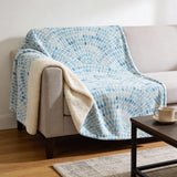 50" X 70" Aqua And Ivory Microfiber Abstract Plush Throw Blanket