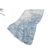 50" X 70" Blue And Ivory Abstract Plush Throw Blanket