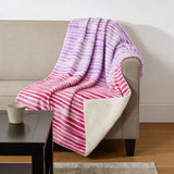 50" X 70" Pink And Ivory Microfiber Striped Plush Throw Blanket