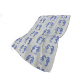 50" X 70" Blue And Ivory Animal Print Plush Throw Blanket