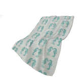 50" X 70" Aqua And Ivory Animal Print Plush Throw Blanket