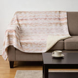50" X 70" Peach Beige And Ivory Microfiber Abstract Plush Throw Blanket