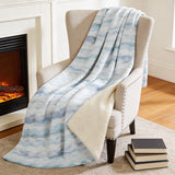 50" X 70" Blue And Ivory Microfiber Abstract Plush Throw Blanket