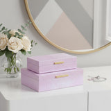 Set of Two Pink And Gold Faux Shagreen Nesting Storage Boxes With Lids