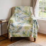 50" X 70" Ivory Blue And Green Microfiber Leaves Plush Throw Blanket