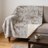 50" X 70" Gray And Taupe Microfiber Animal Print Plush Throw Blanket