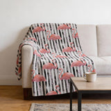 50" X 70" Pink Black And Ivory Microfiber Animal Print Plush Throw Blanket