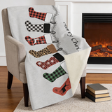 50" X 70" Gray Red And Green Microfiber Checkered Plush Throw Blanket
