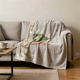 50" X 70" Taupe Green And Red Microfiber Animal Print Plush Throw Blanket