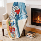 50" X 70" Blue Red And Green Microfiber Geometric Plush Throw Blanket