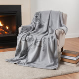 50" X 70" Gray Black And Ivory Microfiber Animal Print Plush Throw Blanket