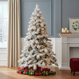 6' White Pre Lit Full Pine Christmas Tree