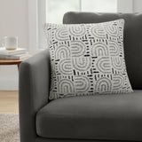 26" Blue And White Geometric Cotton Blend Throw Pillow Cover