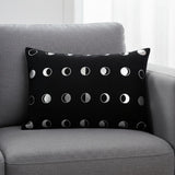 14" X 20" Black And Silver Lumbar Throw Pillow Cover
