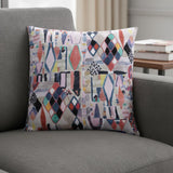20" Gray Blue And Red Abstract Throw Pillow Cover