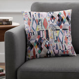 20" Gray Blue And Red Abstract Throw Pillow Cover
