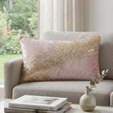 16" X 24" Gold And Pink Lumbar Abstract Throw Pillow Cover with Glitter