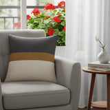 24" Brown And Gray Striped Cotton Throw Pillow Cover