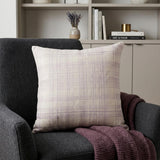 24" Ivory And Lilac Check Cotton Blend Throw Pillow Cover
