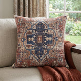 18" Navy Blue And Rust Medallion Throw Pillow Cover