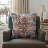 18" Navy Blue And Rust Medallion Throw Pillow Cover