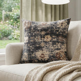 18" Beige And Blue Floral Throw Pillow Cover