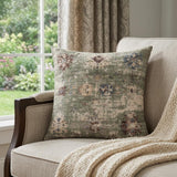 18" Beige And Green Floral Throw Pillow Cover