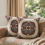 Set of Two 18" X 18" Brown Beige And Orange Lumbar Southwestern Cotton Throw Pillow Covers