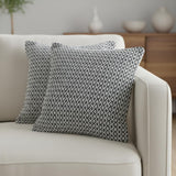 Set of Two 18" X 18" Black And White Lumbar Geometric Cotton Throw Pillow Covers