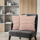 Set of Two 20" Pearl Striped Cotton Throw Pillow Covers with Tufts
