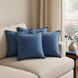 Set of Four 22" X 22" Blue Lumbar Cotton Throw Pillow Covers