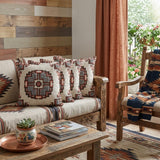 Set of Four 18" X 18" Brown Beige And Orange Lumbar Southwestern Cotton Throw Pillow Covers