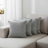 Set of Four 18" X 18" Black And White Lumbar Geometric Cotton Throw Pillow Covers