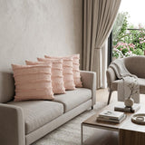 Set of Four 20" Blush Striped Cotton Throw Pillow Covers