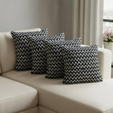 Set of Four 20" X 20" Black And White Lumbar Geometric Polyester Blend Throw Pillow Covers